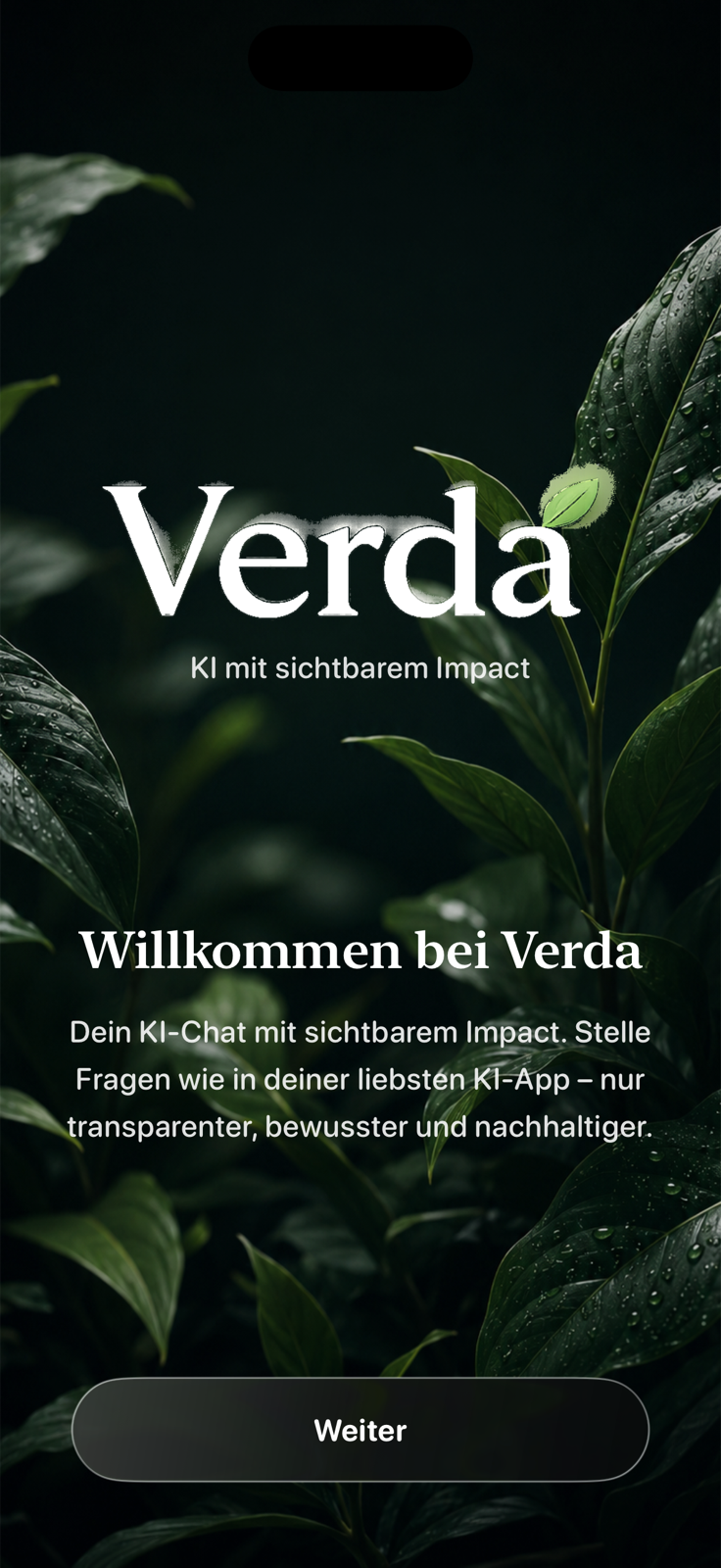 Deutscher Verda Startbildschirm auf einem iPhone